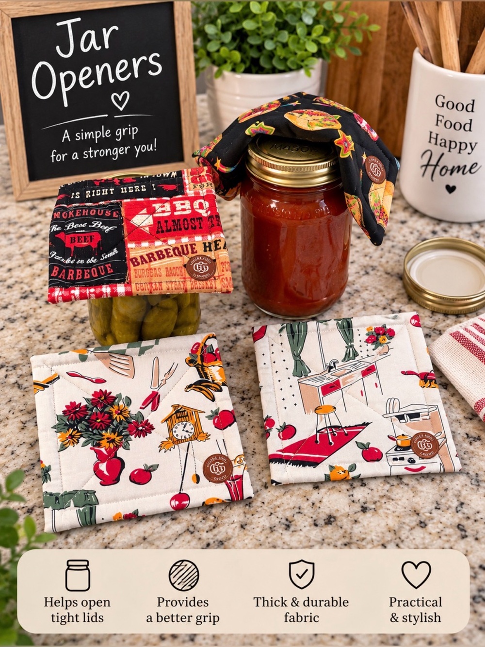 Handcrafted Jar Openers – 5½” x 5½”